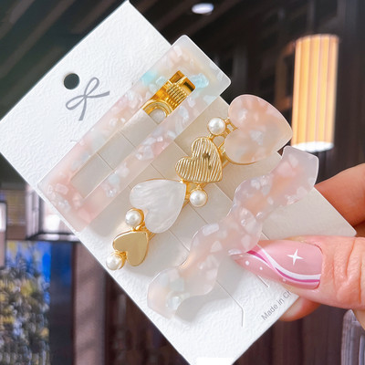 2/3 бр. Комплект фиби Геометрични щипки за коса от ацетат сърце за жени Модни бижута Шноли за момичета Ежедневно оформяне Аксесоари за коса