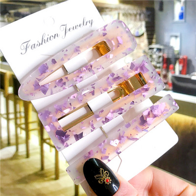 2/3 бр. Комплект фиби Геометрични щипки за коса от ацетат сърце за жени Модни бижута Шноли за момичета Ежедневно оформяне Аксесоари за коса