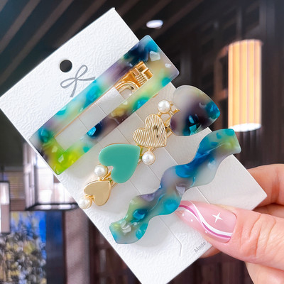 2/3 бр. Комплект фиби Геометрични щипки за коса от ацетат сърце за жени Модни бижута Шноли за момичета Ежедневно оформяне Аксесоари за коса