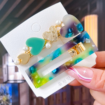 2/3 бр. Комплект фиби Геометрични щипки за коса от ацетат сърце за жени Модни бижута Шноли за момичета Ежедневно оформяне Аксесоари за коса