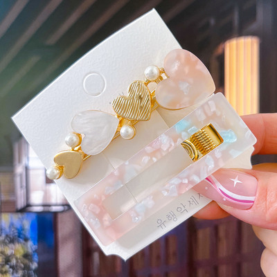 2/3 бр. Комплект фиби Геометрични щипки за коса от ацетат сърце за жени Модни бижута Шноли за момичета Ежедневно оформяне Аксесоари за коса