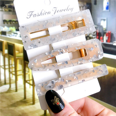 2/3 бр. Комплект фиби Геометрични щипки за коса от ацетат сърце за жени Модни бижута Шноли за момичета Ежедневно оформяне Аксесоари за коса