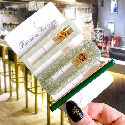 2/3 бр. Комплект фиби Геометрични щипки за коса от ацетат сърце за жени Модни бижута Шноли за момичета Ежедневно оформяне Аксесоари за коса