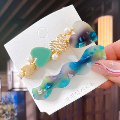 2/3 бр. Комплект фиби Геометрични щипки за коса от ацетат сърце за жени Модни бижута Шноли за момичета Ежедневно оформяне Аксесоари за коса