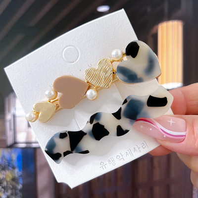 2/3 бр. Комплект фиби Геометрични щипки за коса от ацетат сърце за жени Модни бижута Шноли за момичета Ежедневно оформяне Аксесоари за коса