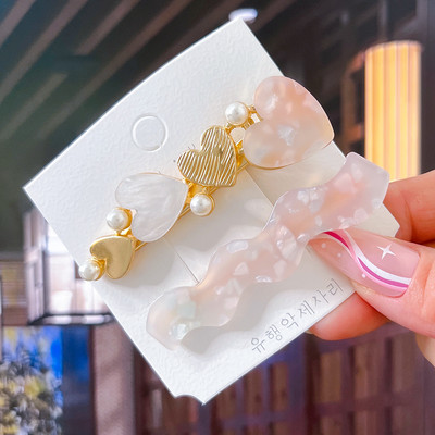 2/3 бр. Комплект фиби Геометрични щипки за коса от ацетат сърце за жени Модни бижута Шноли за момичета Ежедневно оформяне Аксесоари за коса