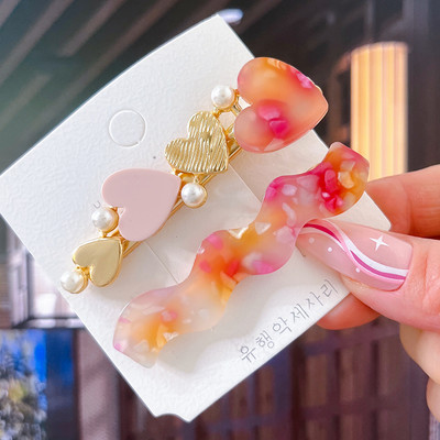 2/3 бр. Комплект фиби Геометрични щипки за коса от ацетат сърце за жени Модни бижута Шноли за момичета Ежедневно оформяне Аксесоари за коса