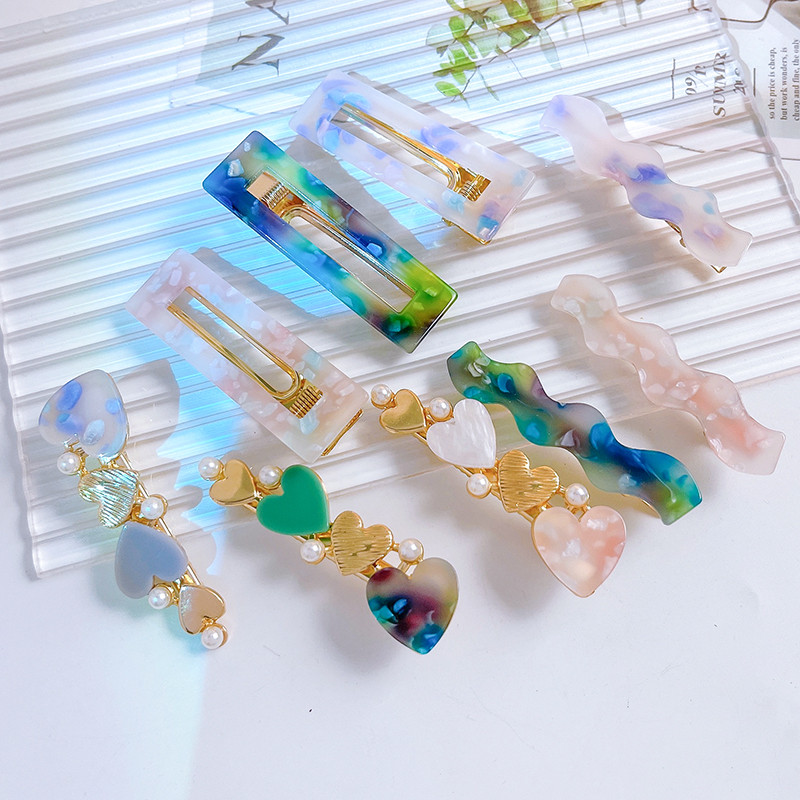 2/3 бр. Комплект фиби Геометрични щипки за коса от ацетат сърце за жени Модни бижута Шноли за момичета Ежедневно оформяне Аксесоари за коса