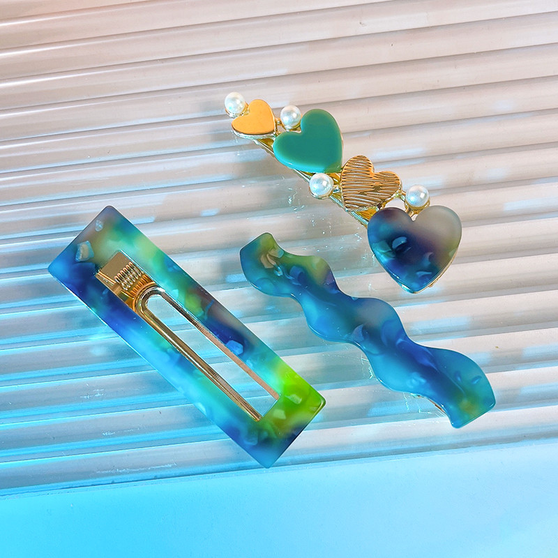 2/3 бр. Комплект фиби Геометрични щипки за коса от ацетат сърце за жени Модни бижута Шноли за момичета Ежедневно оформяне Аксесоари за коса