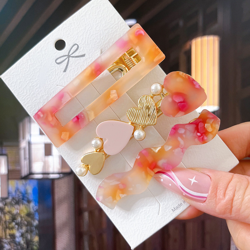 2/3 бр. Комплект фиби Геометрични щипки за коса от ацетат сърце за жени Модни бижута Шноли за момичета Ежедневно оформяне Аксесоари за коса