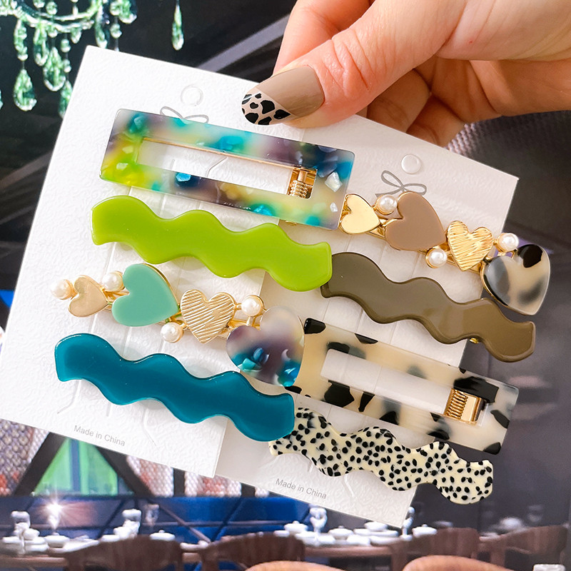 2/3 бр. Комплект фиби Геометрични щипки за коса от ацетат сърце за жени Модни бижута Шноли за момичета Ежедневно оформяне Аксесоари за коса