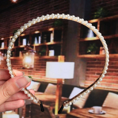 Benzile de păr cu perle de simulare de modă Accesorii pentru păr femei coreeană arc lucrat manual Cercuri rotunde bentiță ornamente de nuntă 2021 nou