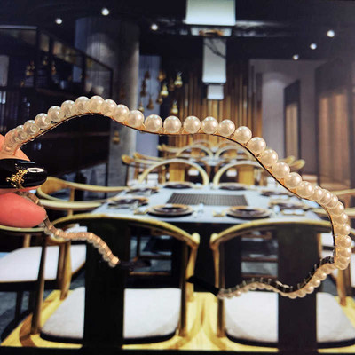 Benzile de păr cu perle de simulare de modă Accesorii pentru păr femei coreeană arc lucrat manual Cercuri rotunde bentiță ornamente de nuntă 2021 nou