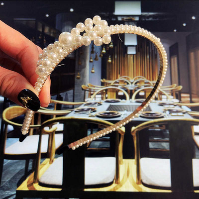 Benzile de păr cu perle de simulare de modă Accesorii pentru păr femei coreeană arc lucrat manual Cercuri rotunde bentiță ornamente de nuntă 2021 nou