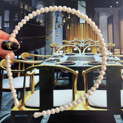 Benzile de păr cu perle de simulare de modă Accesorii pentru păr femei coreeană arc lucrat manual Cercuri rotunde bentiță ornamente de nuntă 2021 nou