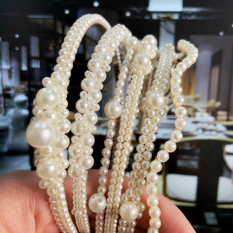 Benzile de păr cu perle de simulare de modă Accesorii pentru păr femei coreeană arc lucrat manual Cercuri rotunde bentiță ornamente de nuntă 2021 nou