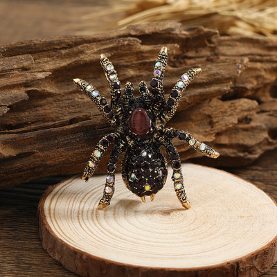 Morkopela Retro Cat's Eye Spider Bross Divat Ékszer Pins Vintage Spiders Inset Bross és Pins for Férfi Női Bankett ruha
