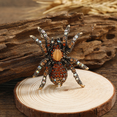 Morkopela Retro Cat's Eye Spider Bross Divat Ékszer Pins Vintage Spiders Inset Bross és Pins for Férfi Női Bankett ruha