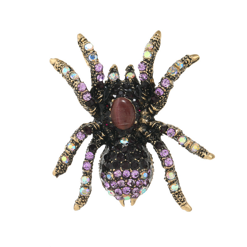 Morkopela Retro Cat's Eye Spider Bross Divat Ékszer Pins Vintage Spiders Inset Bross és Pins for Férfi Női Bankett ruha