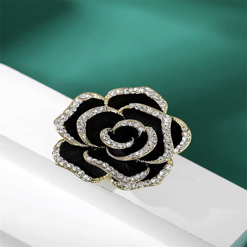 Broșă cu flori de camelie, email de lux, de lux, pentru femei, cu rever, pentru petrecere, pentru banchet