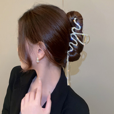 Agrafe de păr cu ciucuri lungi de cristal din Coreea pentru femei de lux, auriu, argintiu, agrafă mare crab, gheare, accesorii pentru păr, nou