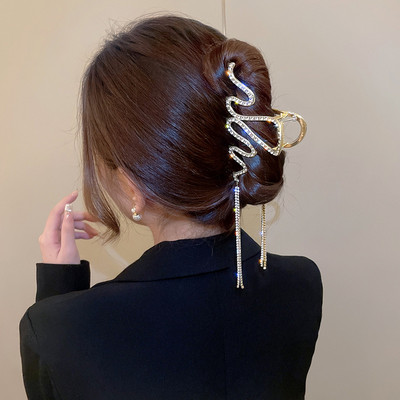 Agrafe de păr cu ciucuri lungi de cristal din Coreea pentru femei de lux, auriu, argintiu, agrafă mare crab, gheare, accesorii pentru păr, nou