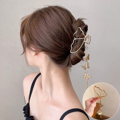 Agrafe de păr cu ciucuri lungi de cristal din Coreea pentru femei de lux, auriu, argintiu, agrafă mare crab, gheare, accesorii pentru păr, nou