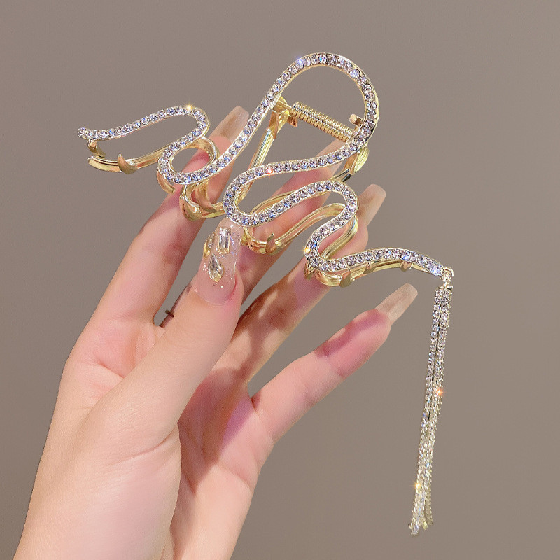 Agrafe de păr cu ciucuri lungi de cristal din Coreea pentru femei de lux, auriu, argintiu, agrafă mare crab, gheare, accesorii pentru păr, nou