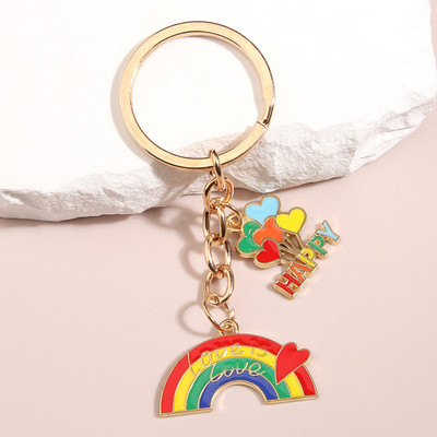 Breloc cu nor curcubeu drăguț Smile Face Breloc emailat Breloc pentru femei, fete, accesoriu pentru geantă, bricolaj, bijuterii lucrate manual, cadouri