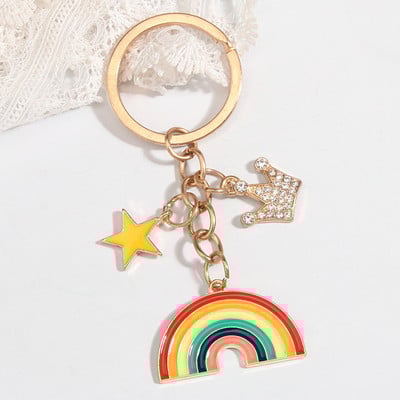 Breloc cu nor curcubeu drăguț Smile Face Breloc emailat Breloc pentru femei, fete, accesoriu pentru geantă, bricolaj, bijuterii lucrate manual, cadouri