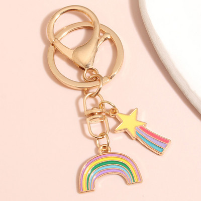 Breloc cu nor curcubeu drăguț Smile Face Breloc emailat Breloc pentru femei, fete, accesoriu pentru geantă, bricolaj, bijuterii lucrate manual, cadouri