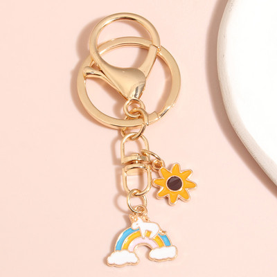 Breloc cu nor curcubeu drăguț Smile Face Breloc emailat Breloc pentru femei, fete, accesoriu pentru geantă, bricolaj, bijuterii lucrate manual, cadouri