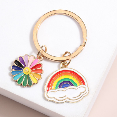 Breloc cu nor curcubeu drăguț Smile Face Breloc emailat Breloc pentru femei, fete, accesoriu pentru geantă, bricolaj, bijuterii lucrate manual, cadouri