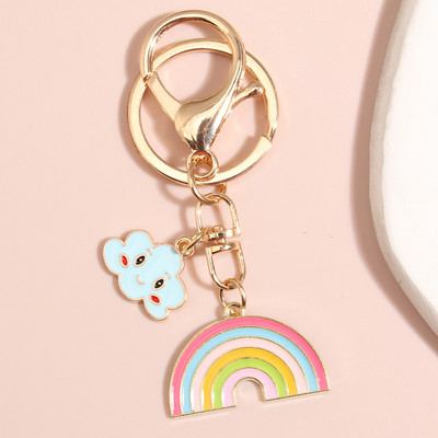 Breloc cu nor curcubeu drăguț Smile Face Breloc emailat Breloc pentru femei, fete, accesoriu pentru geantă, bricolaj, bijuterii lucrate manual, cadouri