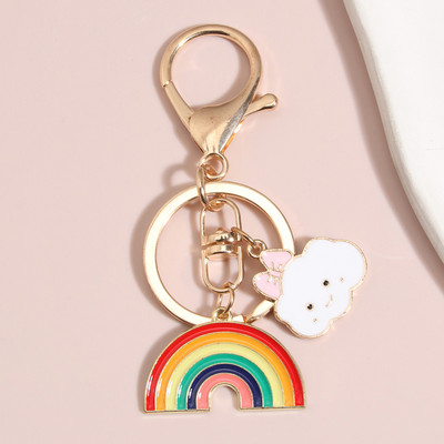 Breloc cu nor curcubeu drăguț Smile Face Breloc emailat Breloc pentru femei, fete, accesoriu pentru geantă, bricolaj, bijuterii lucrate manual, cadouri