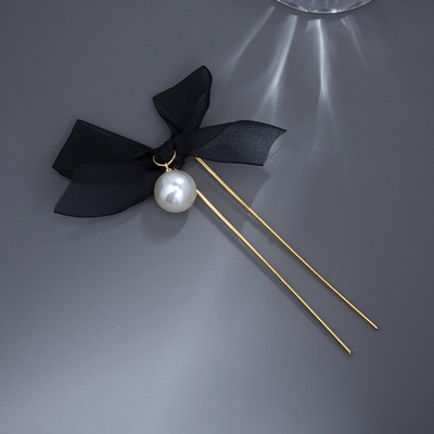 Moda mare perla dantela panglică fundă bastoane de păr pentru femei Accesorii de păr coreeană U metal coadă de cal suport simplu ac de păr