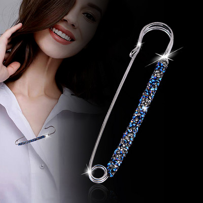 LEEKER Simply Gary Blue Crystal Pin Women brooch jewelry Grade Zircon Pin For Women Retro Paper Clip Accessories Gifts ZD1 LB2
