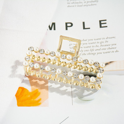 Cristal de perle simulate Agrafă mare cu gheare de păr Bijuterii pentru femei Agrafe de păr elegante din metal de culoare aurie pentru accesorii de păr gros Nou 2021
