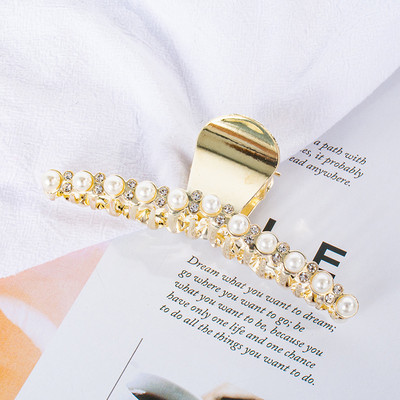 Cristal de perle simulate Agrafă mare cu gheare de păr Bijuterii pentru femei Agrafe de păr elegante din metal de culoare aurie pentru accesorii de păr gros Nou 2021