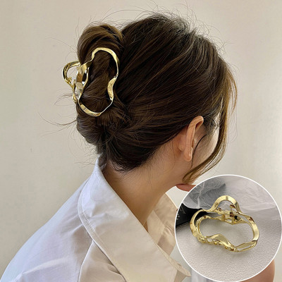 Nou 2022 Agrafă mare de păr cu perle pentru femei, metal, aur, argint, accesorii de păr, bijuterii de păr din Coreea, agrafe mari, gheare