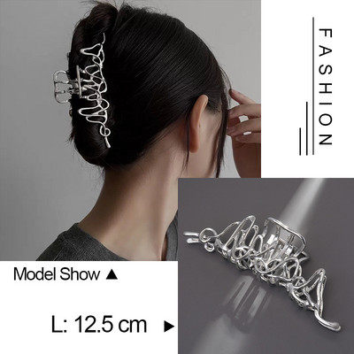 Tendință Geometrie Accesorii pentru păr Femei Agrafă pentru gheare de păr Aur Argintiu Punk Metal Simulare Perlă Big Jaw Crab Articole pentru cap Bijuterii 2022