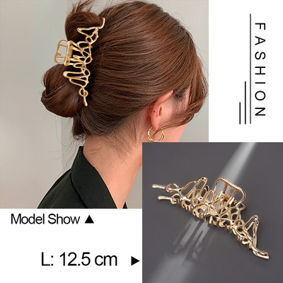 Tendință Geometrie Accesorii pentru păr Femei Agrafă pentru gheare de păr Aur Argintiu Punk Metal Simulare Perlă Big Jaw Crab Articole pentru cap Bijuterii 2022