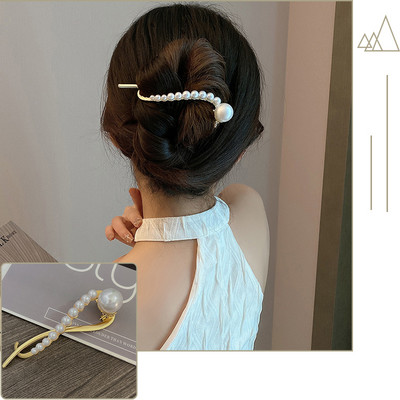 Agrafe de păr pentru femeie la modă Punk, aur, argint, metal, perlă mare, agrafă și ace de păr, accesorii pentru fixarea părului, pentru femei, bijuterii