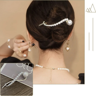 Agrafe de păr pentru femeie la modă Punk, aur, argint, metal, perlă mare, agrafă și ace de păr, accesorii pentru fixarea părului, pentru femei, bijuterii