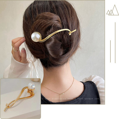 Agrafe de păr pentru femeie la modă Punk, aur, argint, metal, perlă mare, agrafă și ace de păr, accesorii pentru fixarea părului, pentru femei, bijuterii