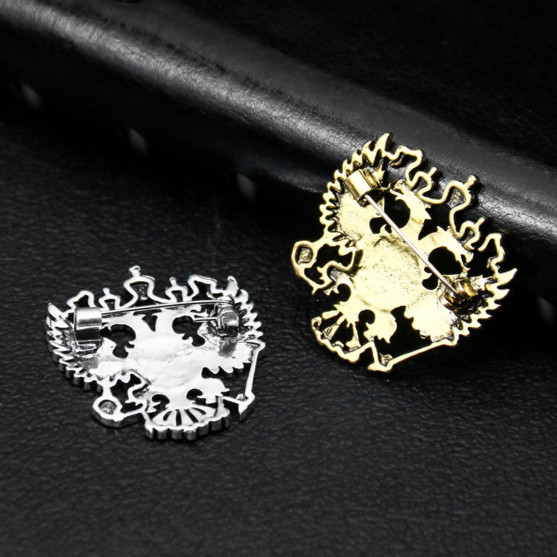 Ace pentru broșă vultur cu două capete clasic, aliaj de zinc, broșă cu insignă rusă, punk, două culori, pentru rever, pentru bărbați, femei, accesoriu cadou