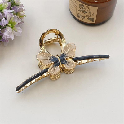 Agrafe cu gheare de păr fluture mari de lux pentru femei Trend Coreea Accesorii pentru păr Metal auriu Cleme mari crab rechin Femeie 2023 Nou