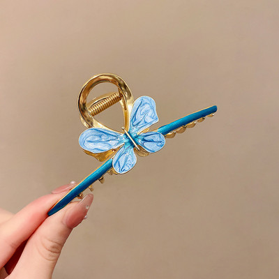 Agrafe cu gheare de păr fluture mari de lux pentru femei Trend Coreea Accesorii pentru păr Metal auriu Cleme mari crab rechin Femeie 2023 Nou