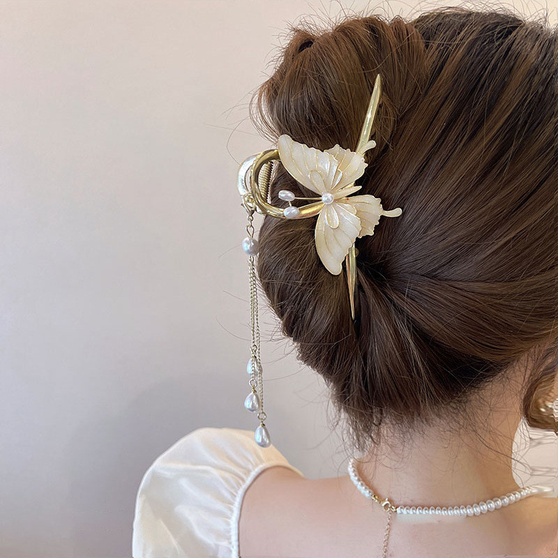 Agrafe cu gheare de păr fluture mari de lux pentru femei Trend Coreea Accesorii pentru păr Metal auriu Cleme mari crab rechin Femeie 2023 Nou