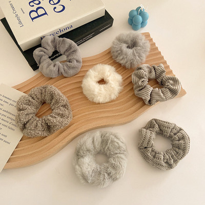 7 bucăți/set Scrunchies de păr pentru femei, lână solidă de miel, Coral, brățară de păr elastică, frânghie pentru cap mare, accesorii de păr coreeane pentru fată